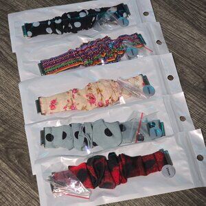 5 Pack Bundle -Mixed Pattern 20mm Scrunchie Watchband for Samsung and Watch Lot
